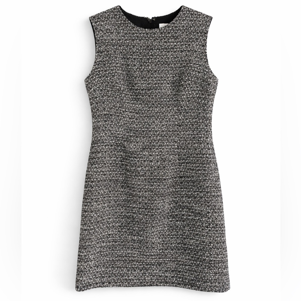 Adam Lippes Black White Tweed Sheath Dress Sleeveless Size 12